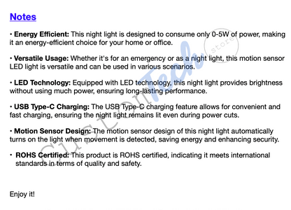 Motion Sensor Light LED (USB-C)